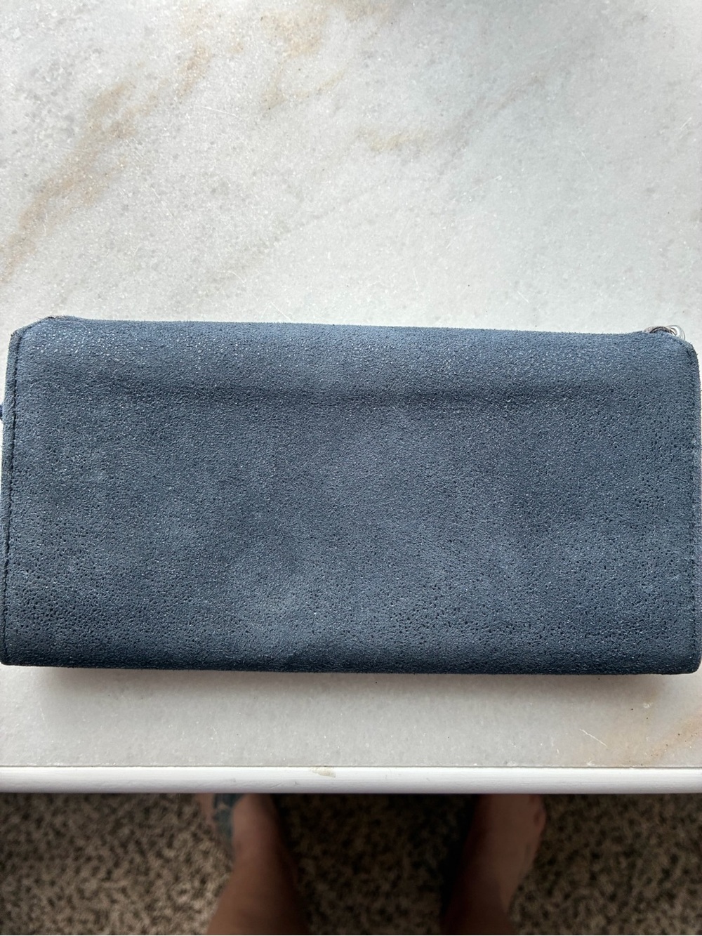 Stella McCartney blue Faux Suede Chain-Trim Clutch - Picture 5 of 5